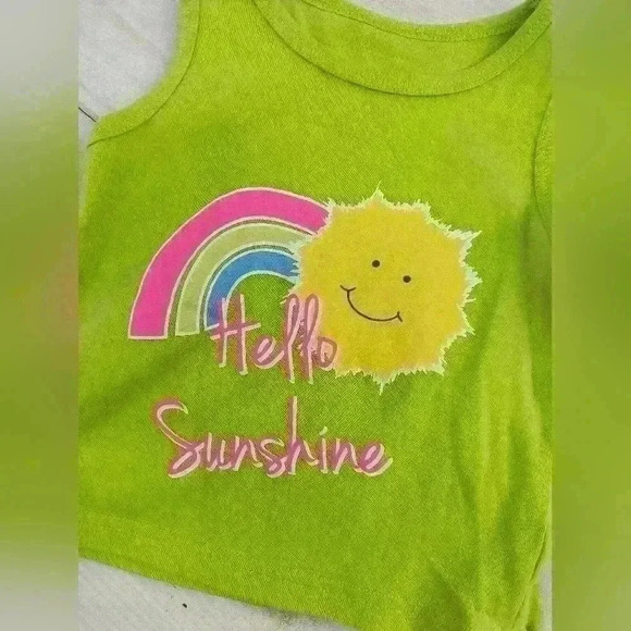 Kidgets Girls Toddler Hello Sunshine Rainbow Graphics Tank Top Size 2T Green - Picture 2 of 4